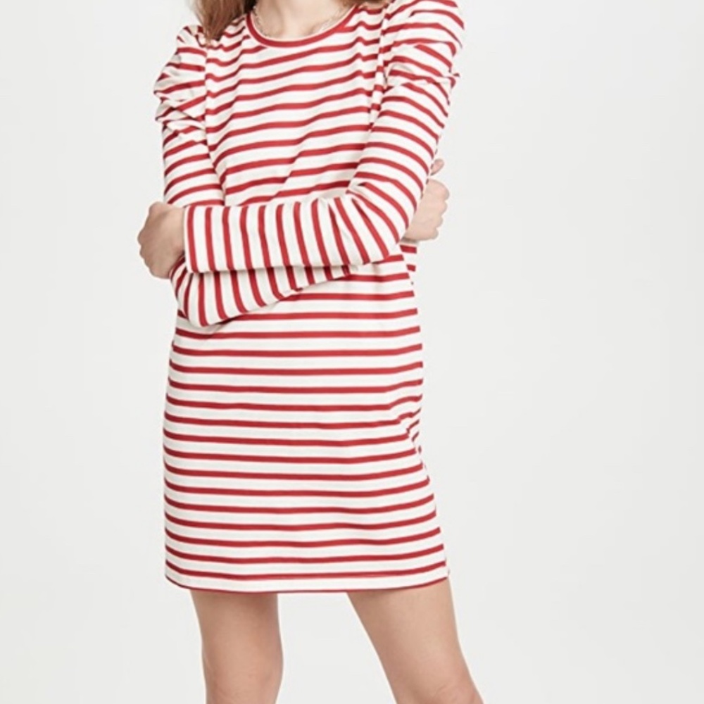 Rebeca Minkoff Talia red striped puff sleeve dress